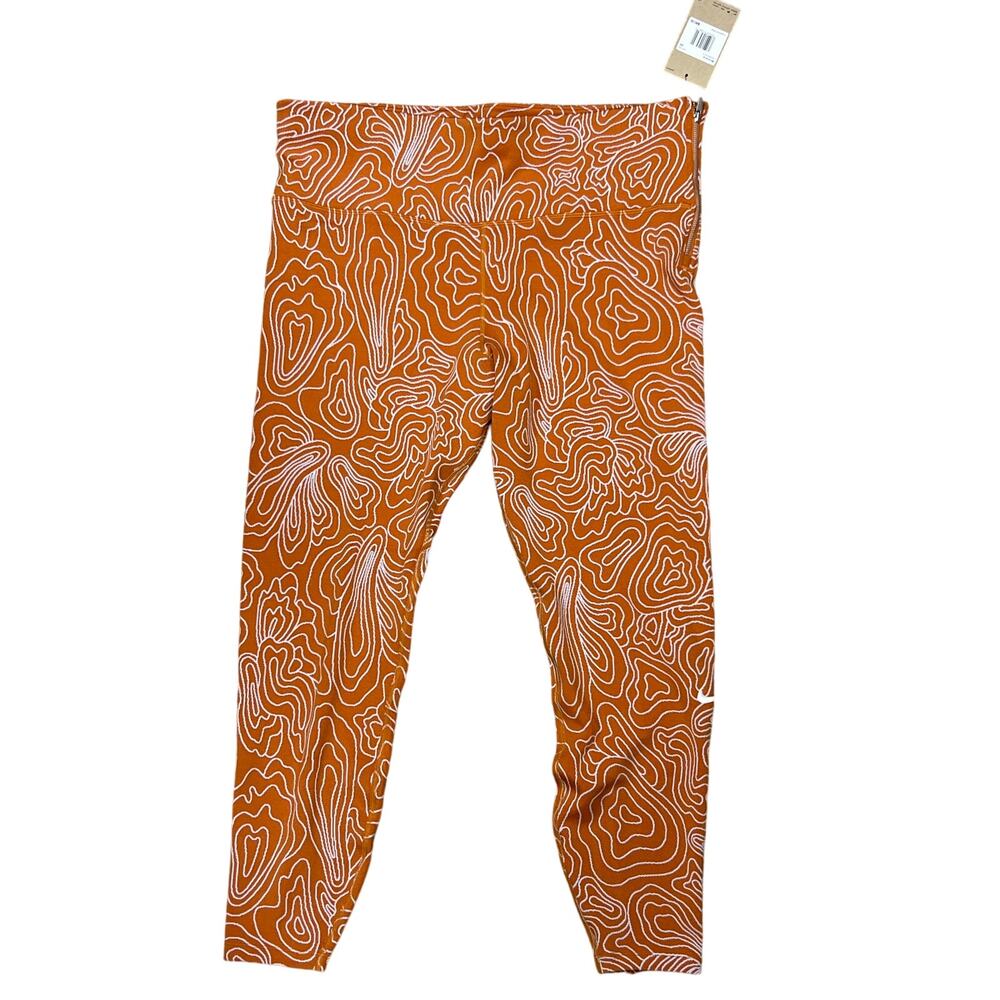 Nike Women's Plus Size Full Length Active Leggings Orange & White Size 2X New